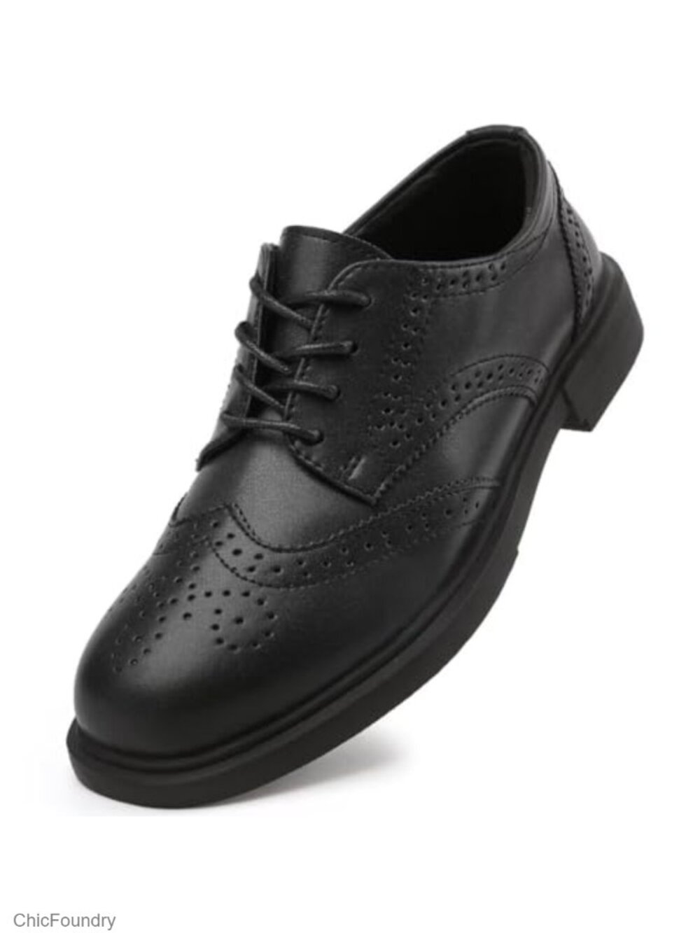Classic Women's Oxfords Wingtip Brogue Lace Up Business Formal Kitten Heel Shoes